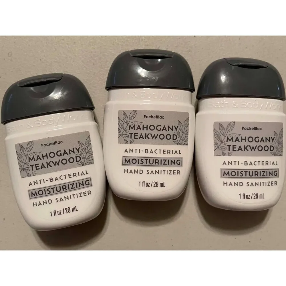 Bath & Body Works 1oz Mahogany Teakwood Moisturizing Anti-Bacterial Hand Gel X3